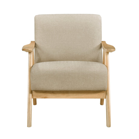 Damala Light Brown Accent Chair (Natural Finish) - Ornate Home