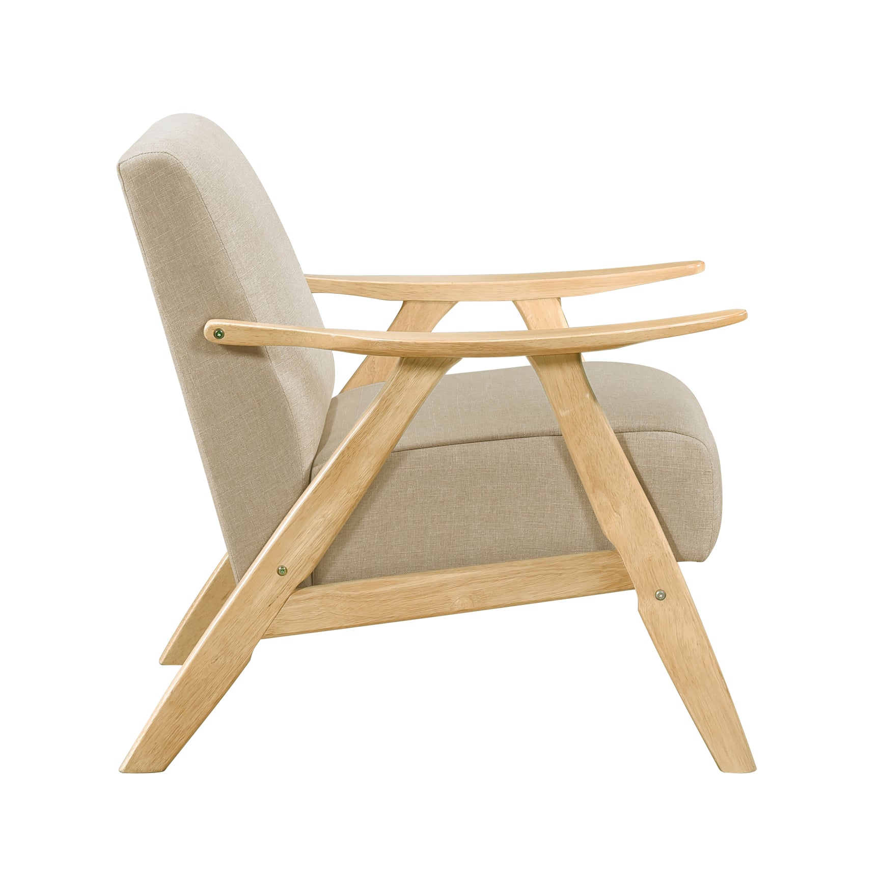 Damala Light Brown Accent Chair (Natural Finish) - Ornate Home