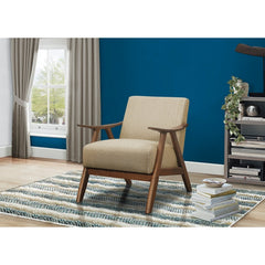 Damala Light Brown Accent Chair (Walnut Finish) - Ornate Home