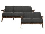 Damala Walnut / Dark Gray Sofa & Loveseat - Ornate Home