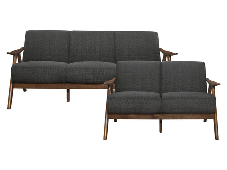 Damala Walnut / Dark Gray Sofa & Loveseat - Ornate Home