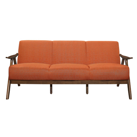 Damala Walnut / Orange Sofa & Loveseat - Ornate Home