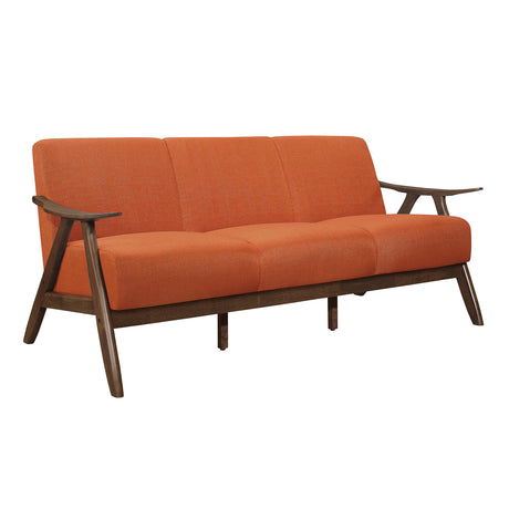 Damala Walnut / Orange Sofa & Loveseat - Ornate Home