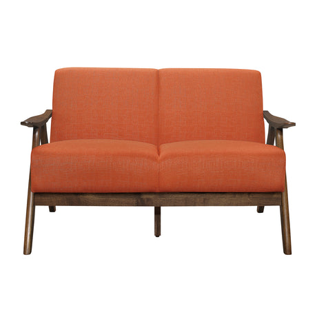 Damala Walnut / Orange Sofa & Loveseat - Ornate Home