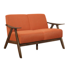 Damala Walnut / Orange Sofa & Loveseat - Ornate Home