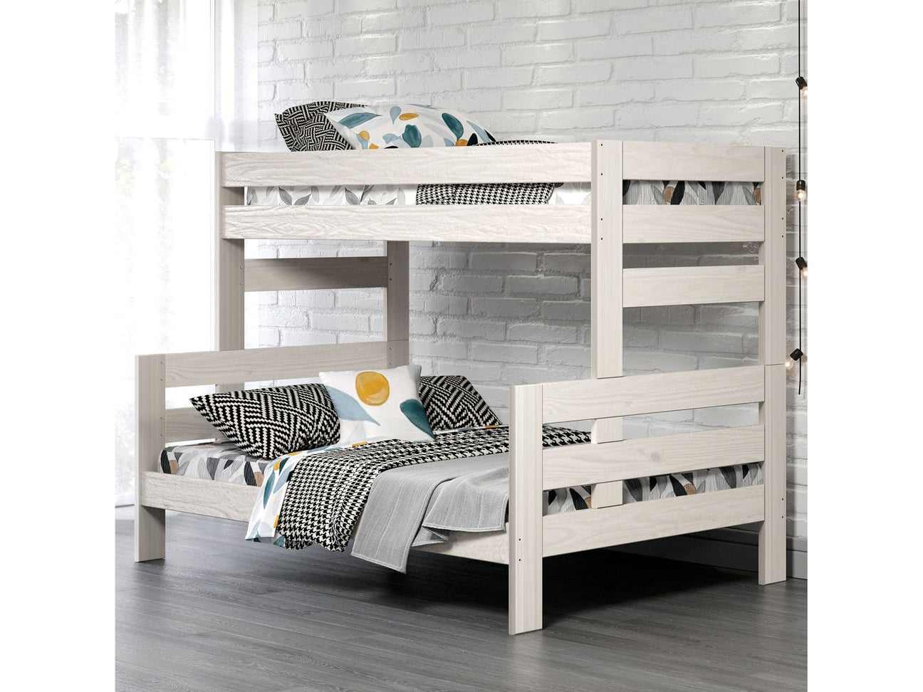 Damaris White Twin/Full Bunk Bed - Ornate Home