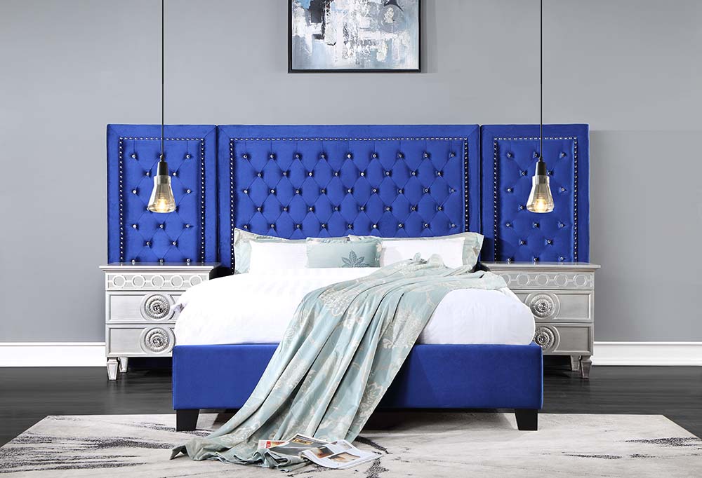 Damazy Blue Queen Bed - Ornate Home