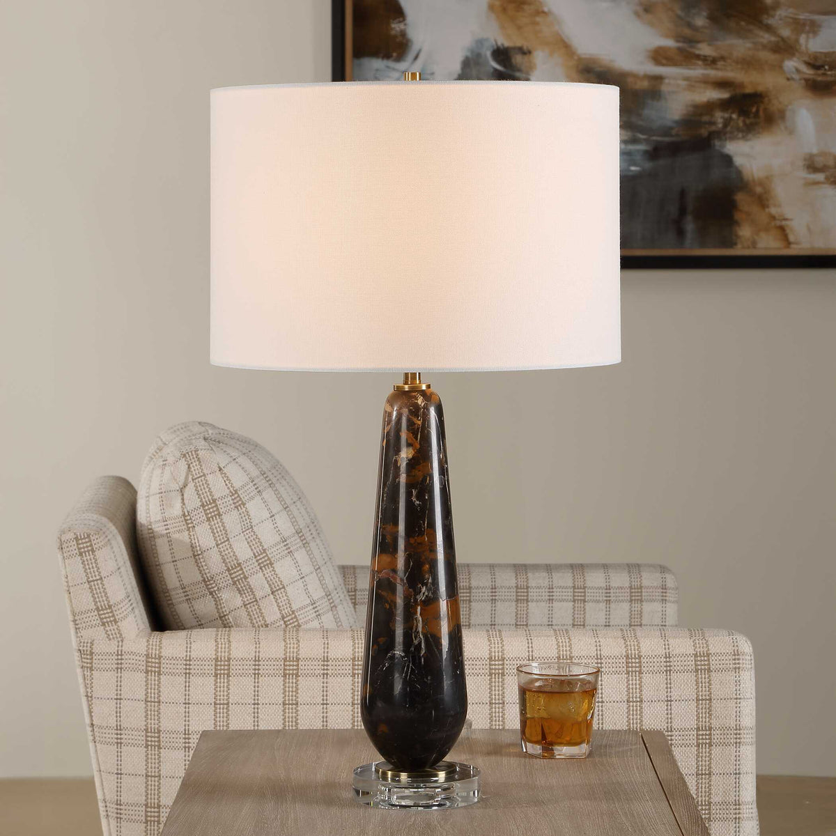 Dames Black/Brown Dark Marble Table Lamp - Ornate Home