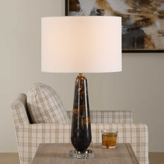 Dames Black/Brown Dark Marble Table Lamp - Ornate Home