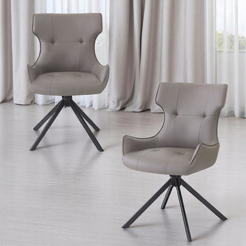 Damita Camel/Black Swivel Side Chair (Set of 2) - Ornate Home