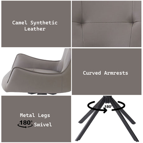 Damita Camel/Black Swivel Side Chair (Set of 2) - Ornate Home