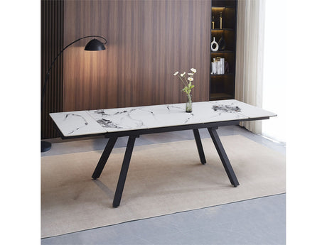 Damita Ceramic Top/Black Dining Table - Ornate Home