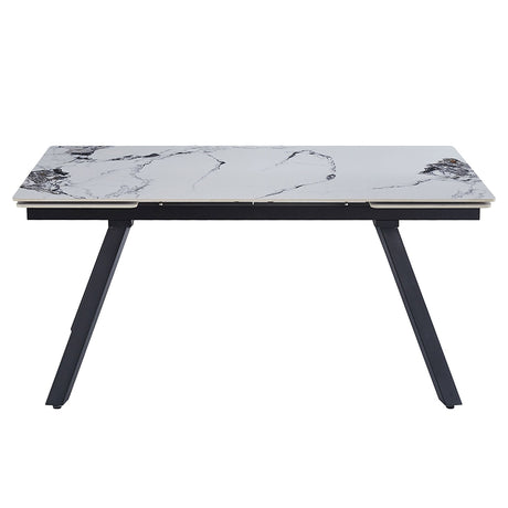 Damita Ceramic Top/Black Dining Table - Ornate Home