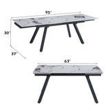 Damita Ceramic Top/Black Dining Table - Ornate Home