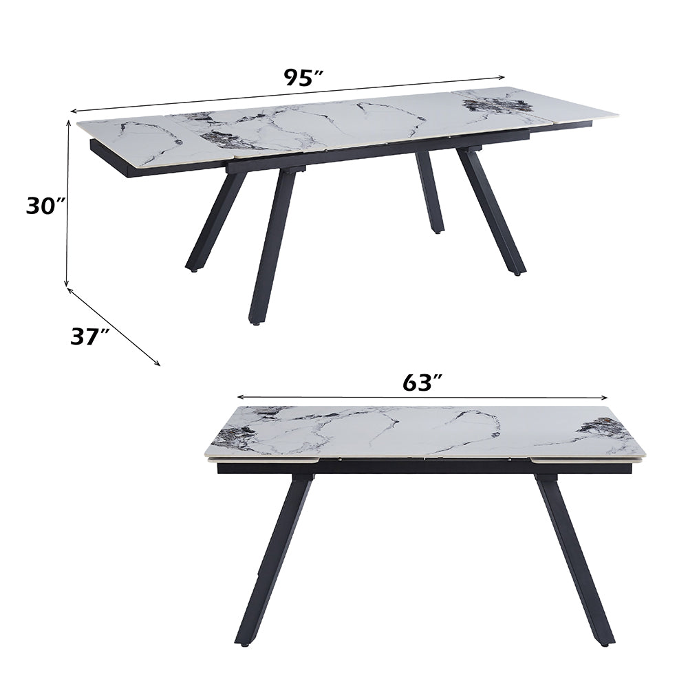 Damita Ceramic Top/Black Dining Table - Ornate Home