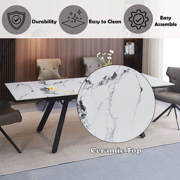 Damita Ceramic Top/Black Dining Table - Ornate Home
