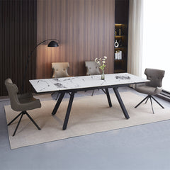 Damita Ceramic Top/Black Dining Table - Ornate Home