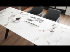 Damita Ceramic Top/Black Dining Table - Ornate Home