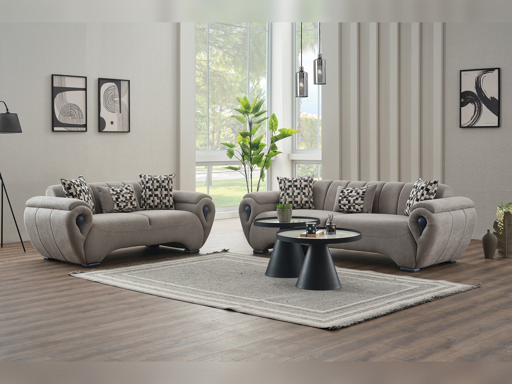 Damla Cream Stationary Loveseat