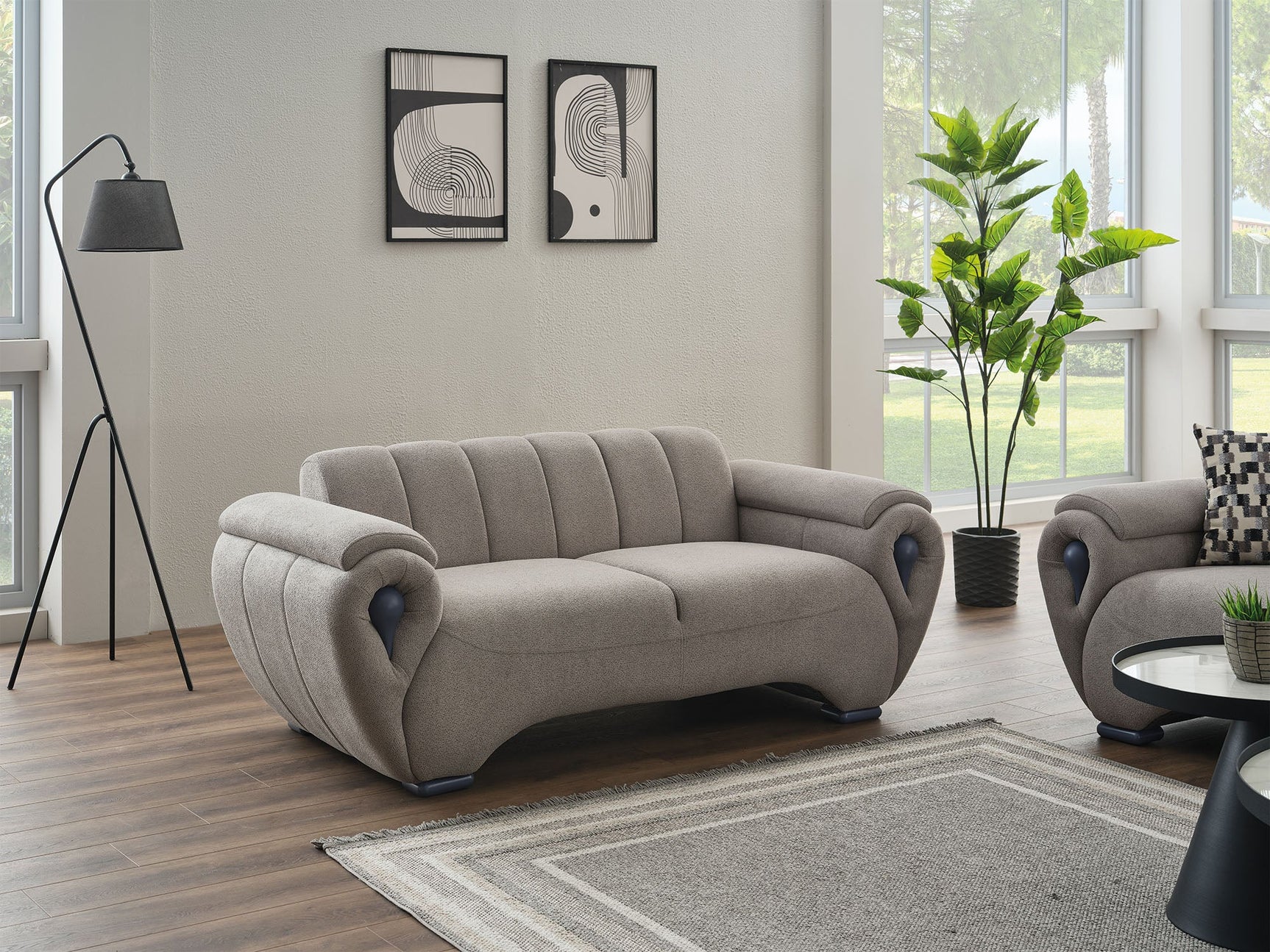 Damla Cream 3-pieces (Sofa & Loveseat & Chair) Living Room Set