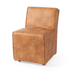 Damon Cognac Barrel Back Dining Arm Chair (Set of 2)