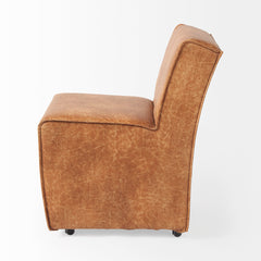 Damon Cognac Barrel Back Dining Arm Chair (Set of 2)