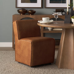 Damon Cognac Barrel Back Dining Arm Chair (Set of 2)