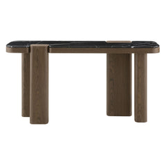 Dana Faux Marble Top/Black/Dark Walnut Console Table - Ornate Home