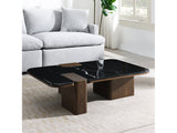 Dana Natural Marble Top/Dark Walnut Coffee Table - Ornate Home