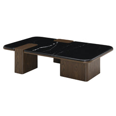 Dana Natural Marble Top/Dark Walnut Coffee Table - Ornate Home