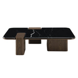 Dana Natural Marble Top/Dark Walnut Coffee Table - Ornate Home