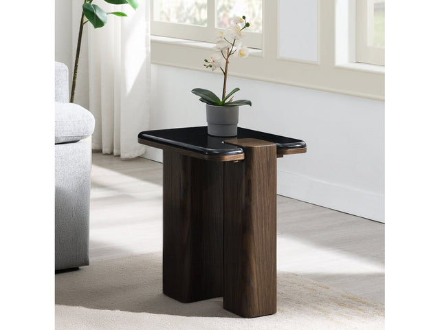 Dana Natural Marble Top/Dark Walnut End Table - Ornate Home