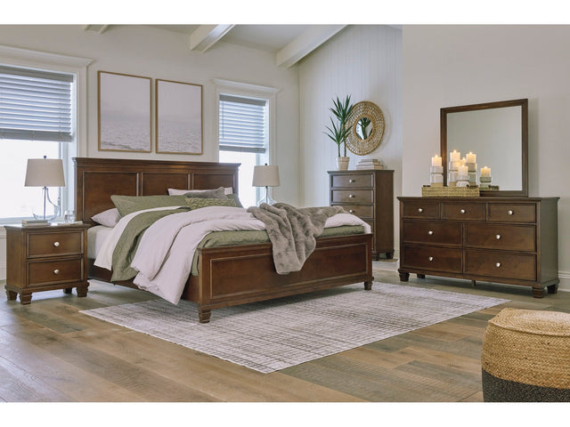 Danabrin Brown California King Panel 5-Piece Bedroom Set w/ 2 Nightstands (Online Special Price) - Ornate Home
