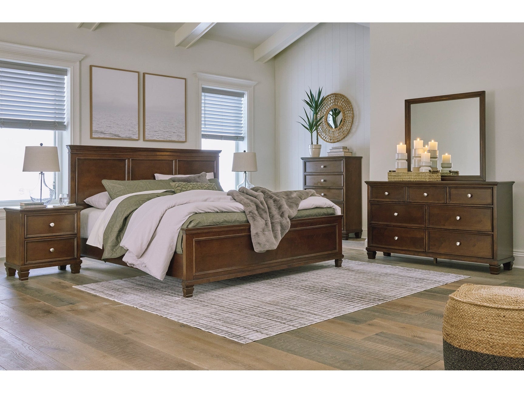Danabrin Brown King Panel 5-Piece Bedroom Set w/ 2 Nightstands (Online Special Price) - Ornate Home