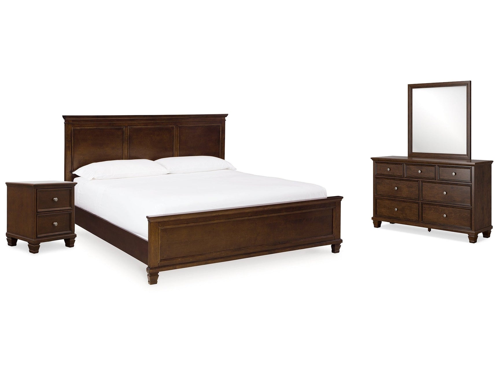 Danabrin Brown King Panel Bed & Dresser & Mirror & Nightstand (Online Special Price) - Ornate Home