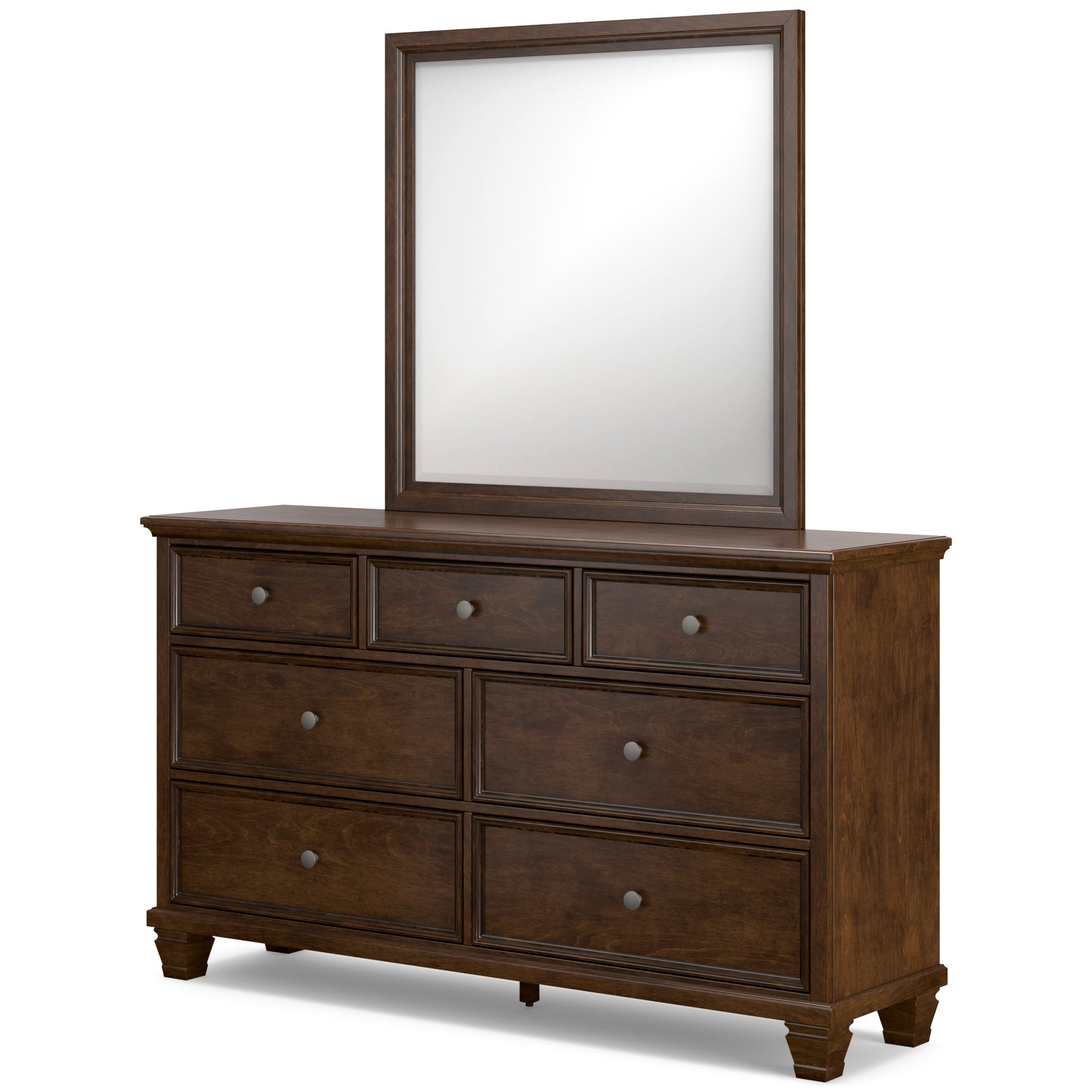 Danabrin Brown King Panel Bed & Dresser & Mirror & Nightstand - Ornate Home