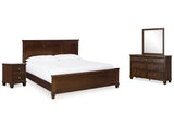 Danabrin Brown King Panel Bed & Dresser & Mirror & Nightstand - Ornate Home