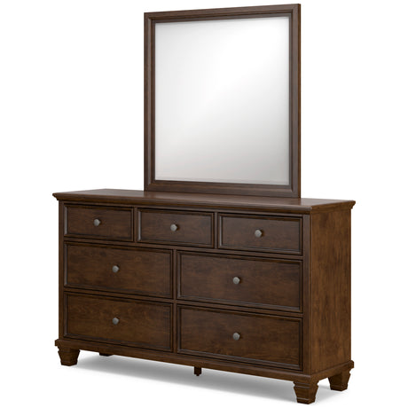 Danabrin Brown King Panel Bed & Dresser & Mirror & Nightstand - Ornate Home