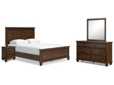 Danabrin Brown Queen Panel Bedroom Set with Dresser, Mirror and Nightstand - Ornate Home