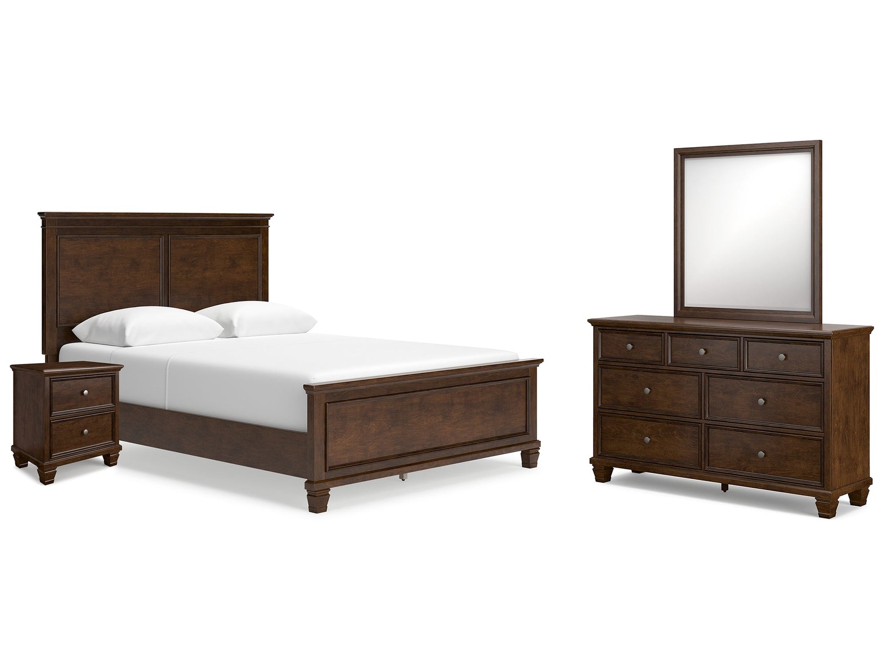 Danabrin Brown Queen Panel Bedroom Set with Dresser, Mirror and Nightstand - Ornate Home
