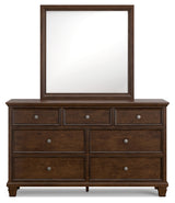 Danabrin Brown Queen Panel Bedroom Set with Dresser, Mirror and Nightstand - Ornate Home