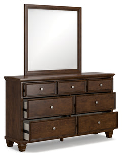 Danabrin Brown Queen Panel Bedroom Set with Dresser, Mirror and Nightstand - Ornate Home