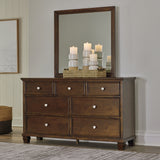 Danabrin Brown Queen Panel Bedroom Set with Dresser, Mirror and Nightstand - Ornate Home