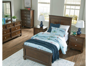 Danabrin Brown Twin Panel 5-Piece Bedroom Set w/ 2 Nightstands - Ornate Home