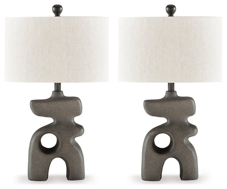 Danacy Distressed Black Table Lamp (Set of 2) - Ornate Home
