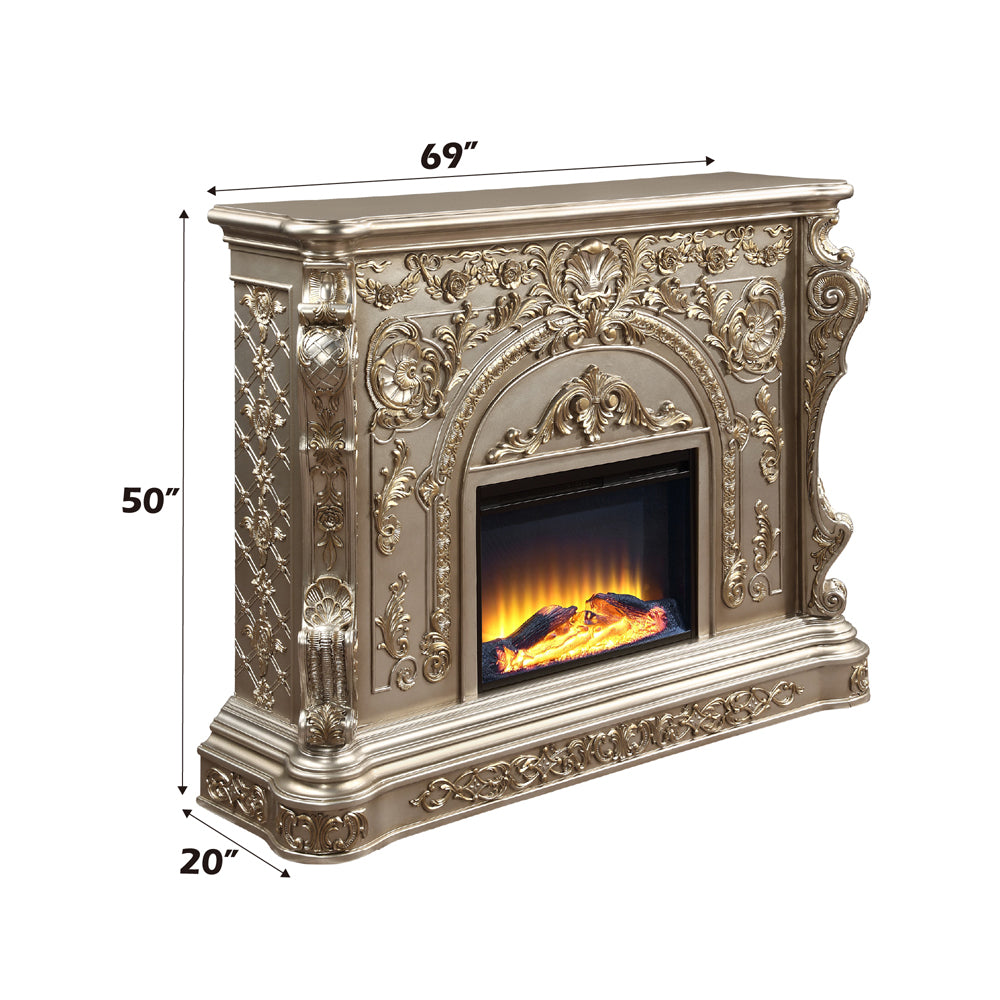 Danae Antique Silver Fireplace - Ornate Home