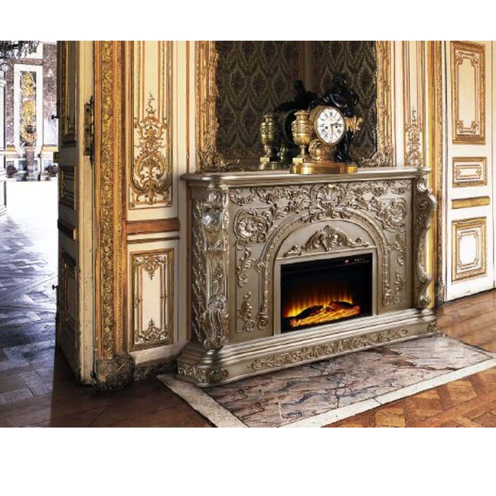 Danae Antique Silver Fireplace - Ornate Home
