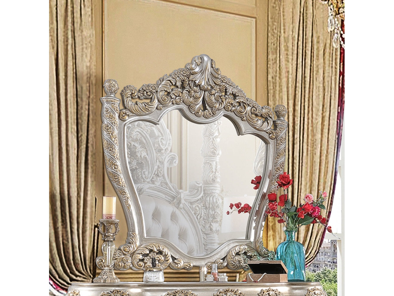 Danae Champagne Mirror - Ornate Home