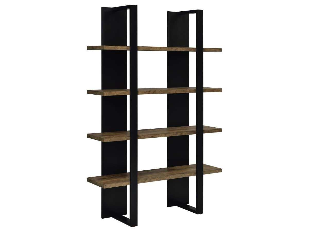 Danbrook Aged Walnut & Black Bookcase w/ Full-length Shelves - Ornate Home