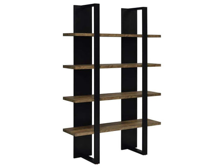 Danbrook Aged Walnut & Black Bookcase w/ Full-length Shelves - Ornate Home